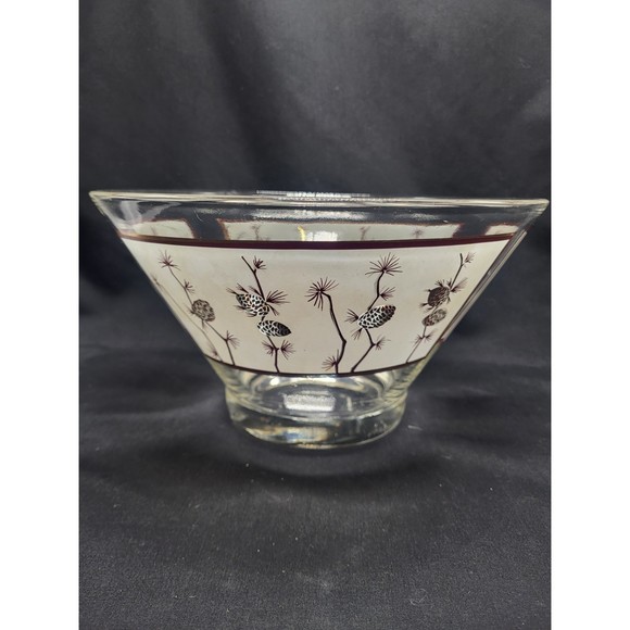 MCM Libbey Frosted with Gold Chip Bowl - Picture 1 of 5